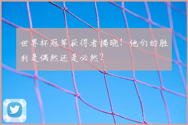 世界杯冠军获得者揭晓!他们的胜利是偶然还是必然?